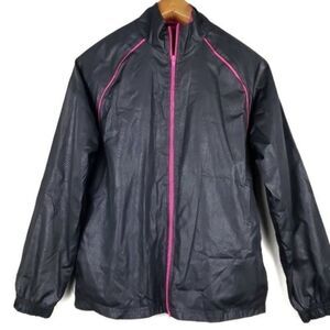 Everlast athletic windbreaker jacket black size medium